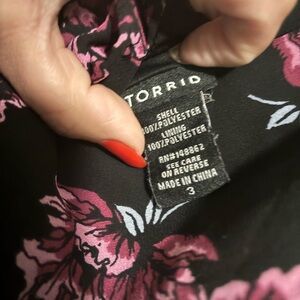 Torrid Black Dress with Pink Floral Design